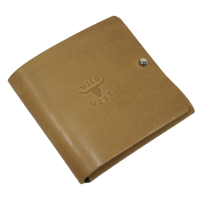 Кошлёк муж., кнопка, натуральная кожа, цвет коричневый светлый