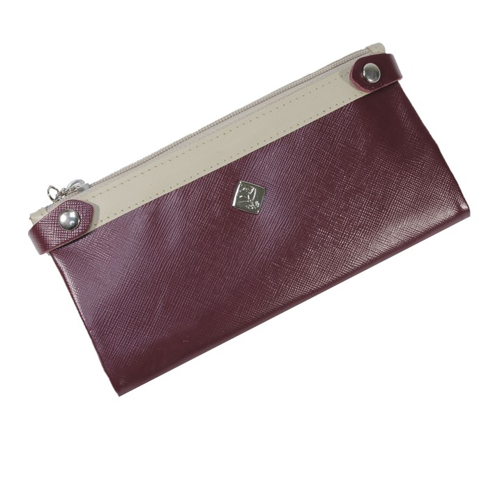 Кошелёк женский на кнопке, 2 отдела для купюр, для монет, для кредитных карт, цвет бордовый