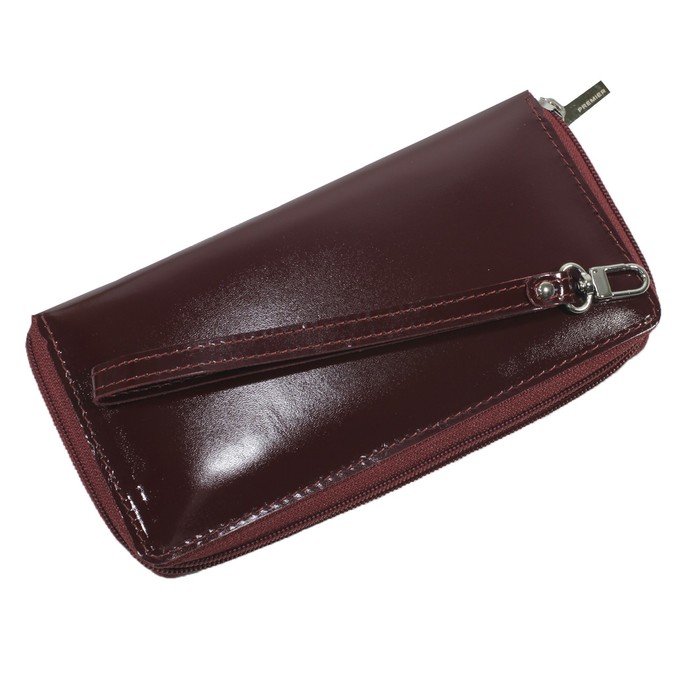Кошелёк женский на молнии, 2 отдела для купюр, для монет, для кредитных карт, цвет бордовый