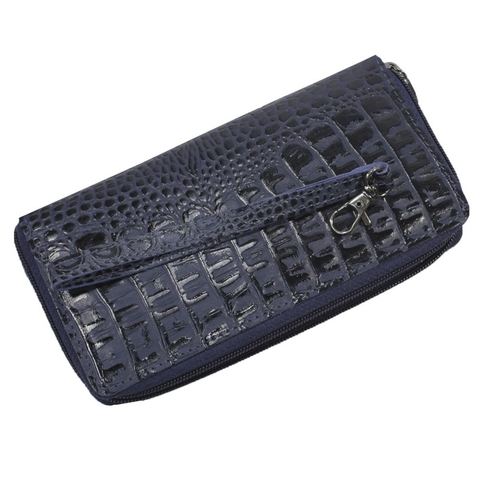 Кошелёк женский на молнии, 1 отдел для купюр, для монет, для кредитных карт, цвет синий