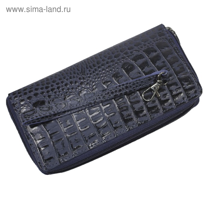 Кошелёк женский на молнии, 1 отдел для купюр, для монет, для кредитных карт, цвет синий