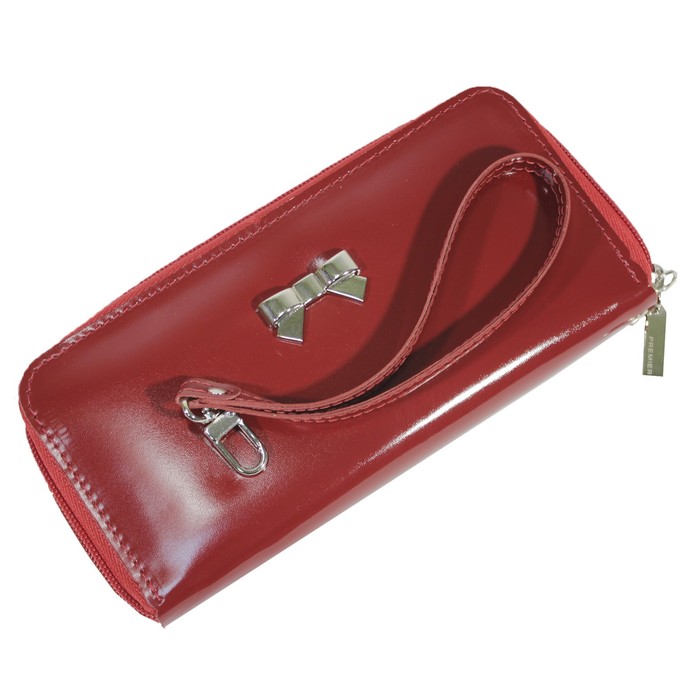 Кошелёк женский на молнии, 3 отдела для купюр, для кредитных карт, цвет красный