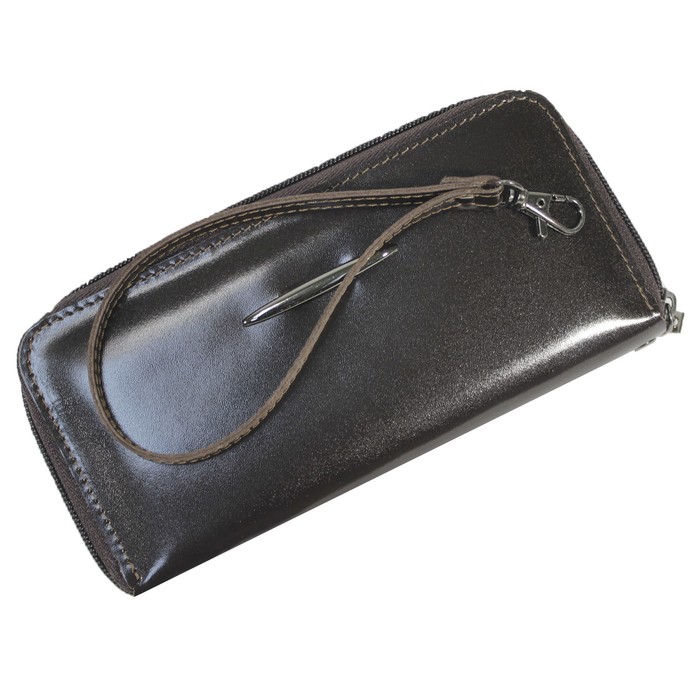 Кошелёк женский на молнии, 3 отдела для купюр, для кредитных карт, цвет тёмно-коричневый