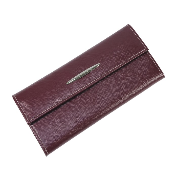 Кошелёк женский на кнопке, 2 отдела для купюр, для монет, для кредитных карт, цвет бордовый