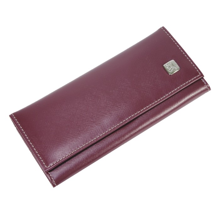Кошелёк женский на кнопке, 2 отдела для купюр, для монет, для кредитных карт, цвет бордовый