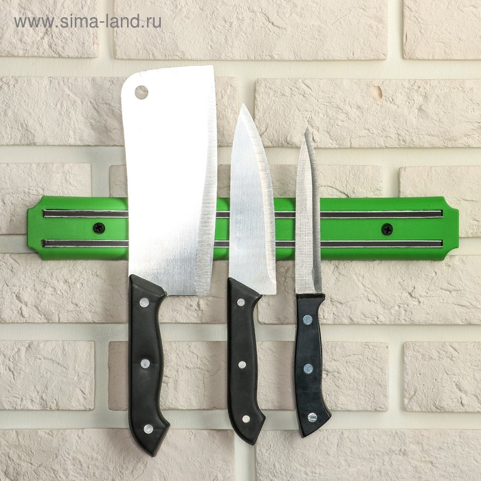 Держатель для ножей магнитный, 33 см, цвет зелёный держатель ножей магнитный 33 см цвет чёрный