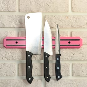 Держатель для ножей магнитный, 33 см, цвет розовый Ош