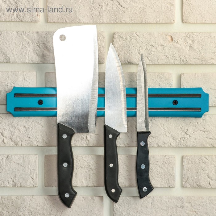 Держатель для ножей магнитный Доляна «Цветная линия», 33 см, цвет голубой держатель ножей магнитный 33 см цвет чёрный