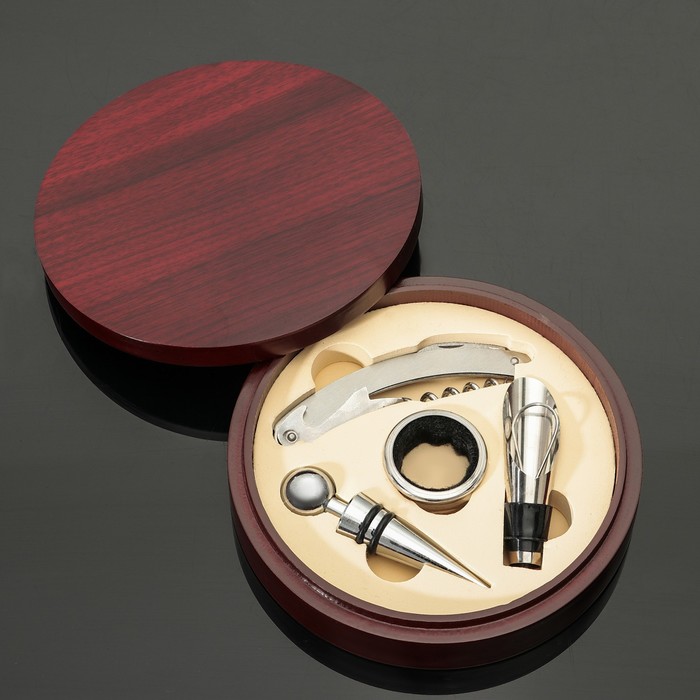 Набор для вина "Кейс" 4 предмета: штопор, 2 пробки, каплеуловитель