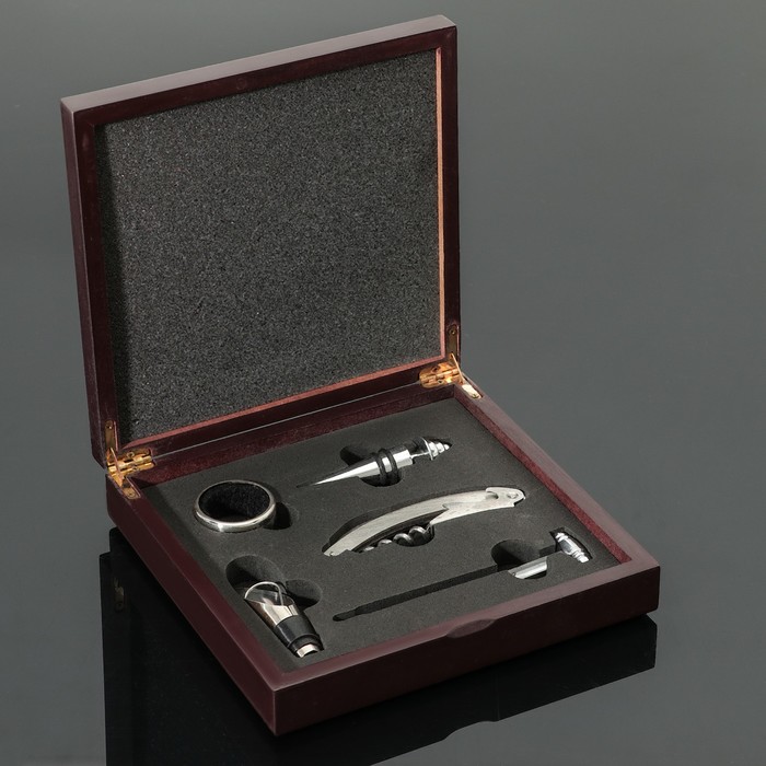 Набор для вина "Бэйсик", 5 предметов: штопор, 2 пробки, каплеуловитель, термометр