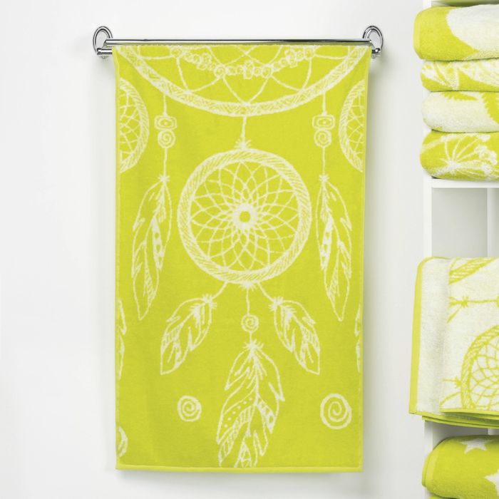 Полотенце махровое "Этель" Ловец снов, цвет лайм, 50х90 см, 100% хл, 420 г/м²