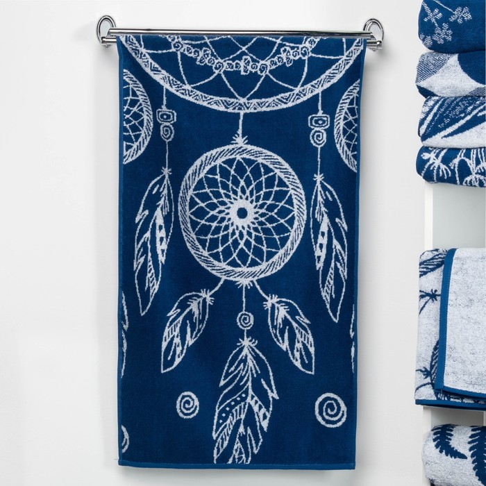 Полотенце махровое "Этель" Ловец, цвет сапфир, снов 50х90 см, 100% хл, 420 г/м²