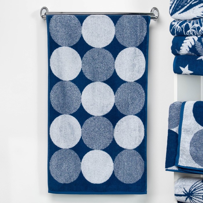 Полотенце махровое "Этель" Конфетти, цвет сапфир, 50х90 см, 100% хл, 420 г/м²