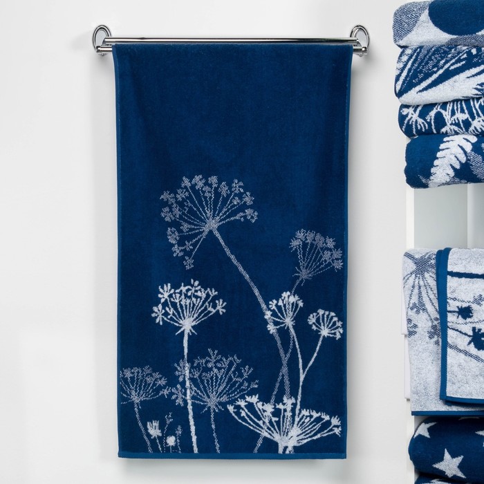 Полотенце махровое "Этель" Зонтики, цвет сапфир, 70х130 см, 100% хл, 420 г/м²