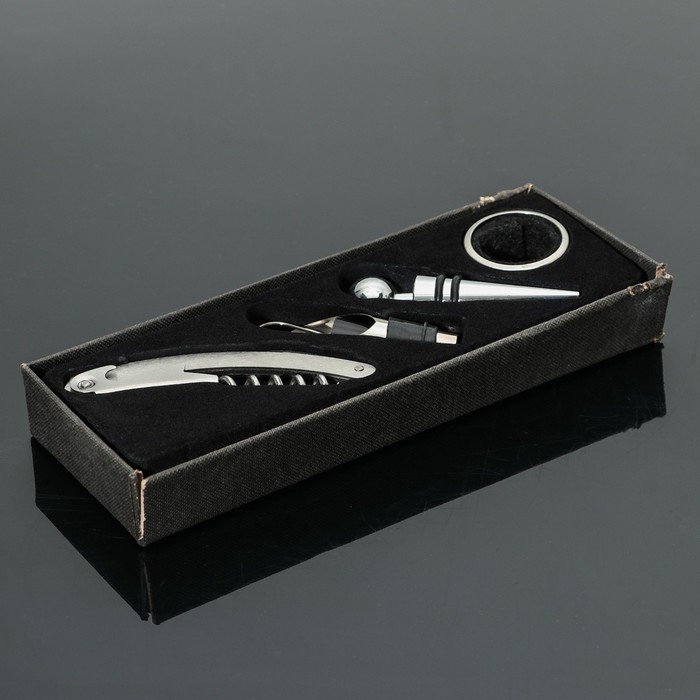 Набор для вина, 4 предмета: штопор, воронка, пробка, кольцо УЦЕНКА