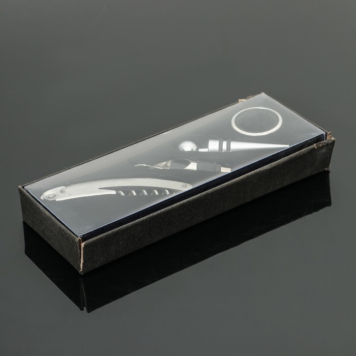 Набор для вина, 4 предмета: штопор, воронка, пробка, кольцо УЦЕНКА