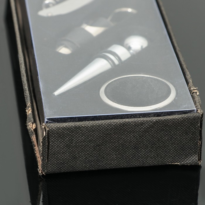 Набор для вина, 4 предмета: штопор, воронка, пробка, кольцо УЦЕНКА