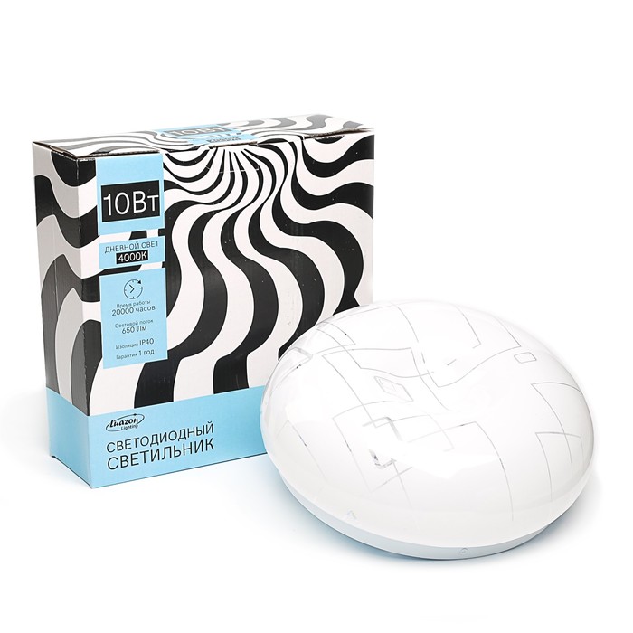 Светильник светодиодный Luazon Lighting E-22, 10 Вт,230 мм,650 Лм,4000К,IP40,220В "ГЛОРИЯ"