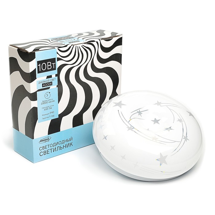 Светильник светодиодный Luazon Lighting E-19, 10 Вт,230 мм,650 Лм,4000К,IP40,220В "ЗВЕЗДЫ"