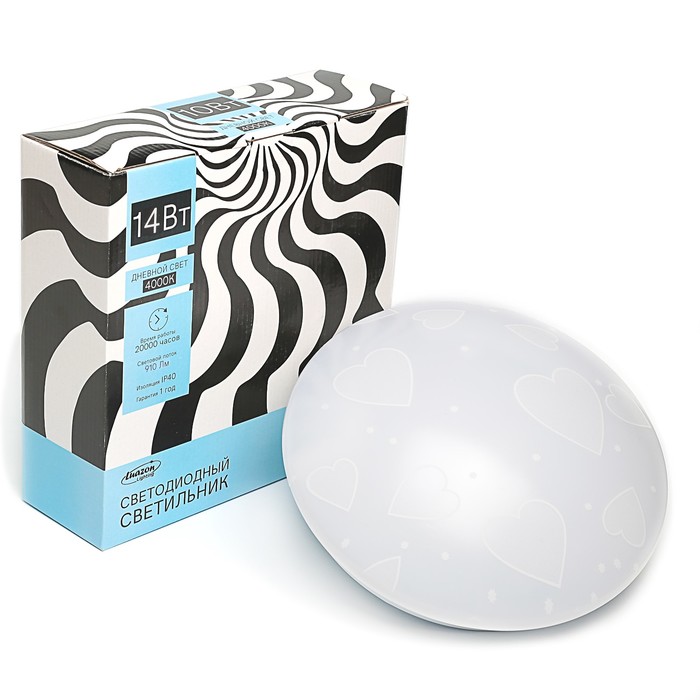 Светильник светодиодный Luazon Lighting E-14, 14 Вт,300 мм,910 Лм,4000К,IP40,220В "СЕРДЦЕ"