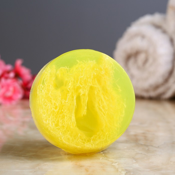 Мыло с мочалкой из люфы "Апельсин и корица", "Добропаровъ", 80 гр