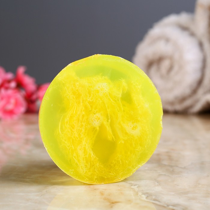 Мыло с мочалкой из люфы "Апельсин и корица", "Добропаровъ", 80 гр