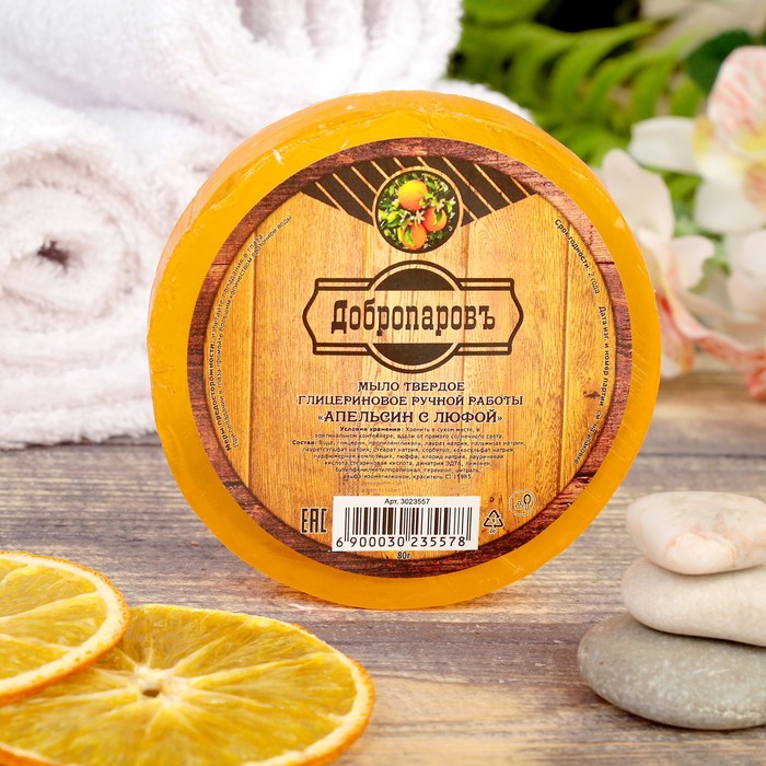 Мыло с мочалкой из люфы "Апельсин", "Добропаровъ", 80 гр