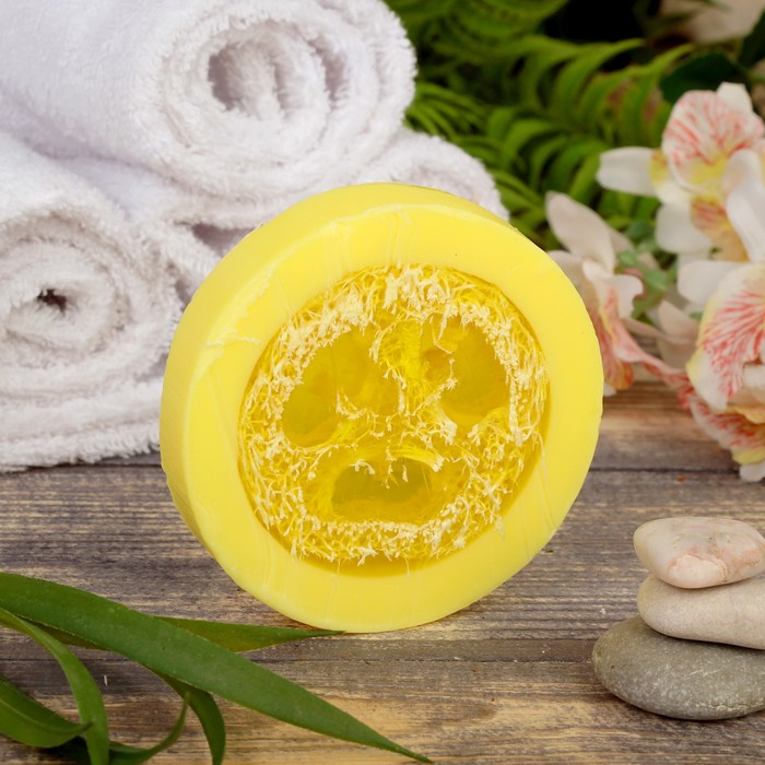 Мыло с мочалкой из люфы "Банан", "Добропаровъ", 80 гр