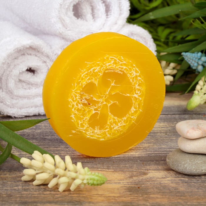 Мыло с мочалкой из люфы "Мёд с овсяными хлопьями", "Добропаровъ", 80 гр