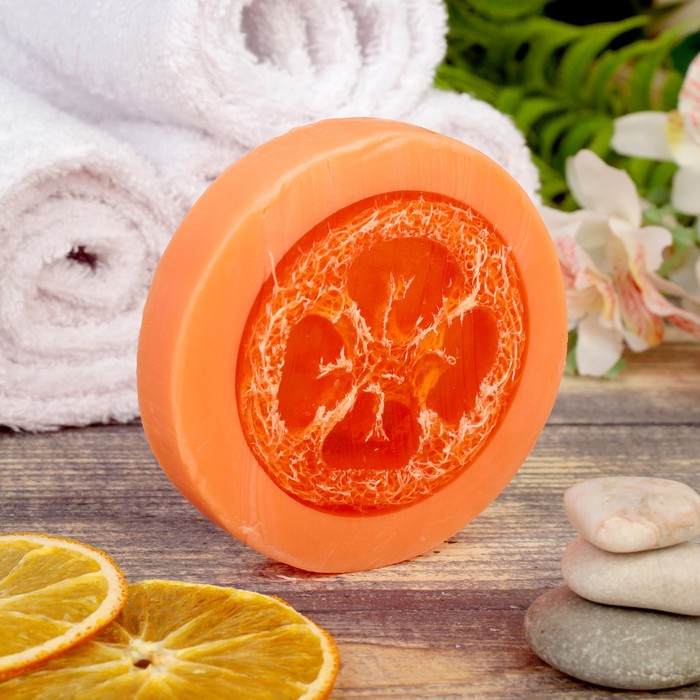 Мыло с мочалкой из люфы "Грейпфрут", "Добропаровъ", 80 гр