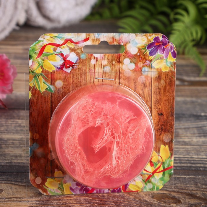 Мыло с мочалкой из люфы "Клубника", "Добропаровъ", 80 гр