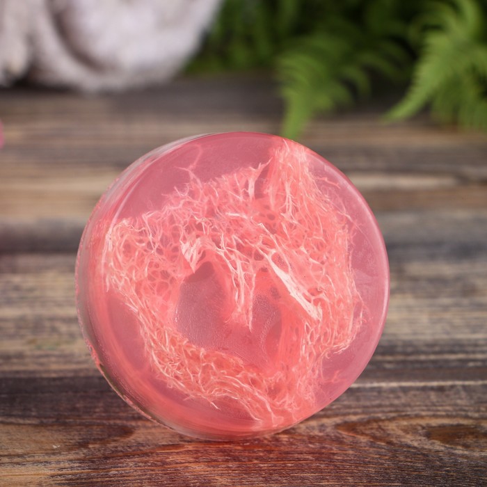 Мыло с мочалкой из люфы "Клубника", "Добропаровъ", 80 гр