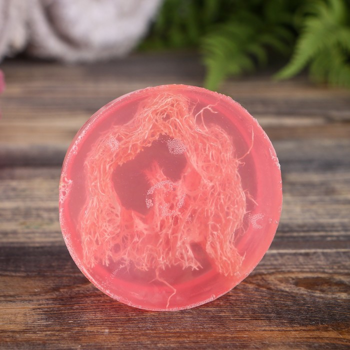 Мыло с мочалкой из люфы "Клубника", "Добропаровъ", 80 гр