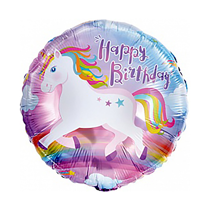Шар фольгированный 18" "С днем рождения, единорог",