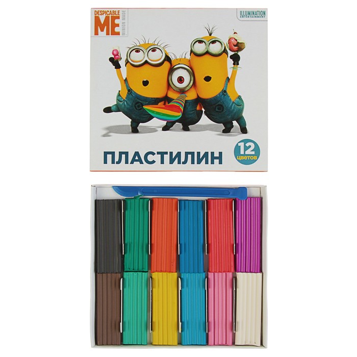 Пластилин 12 цветов 15 г "Миньоны"