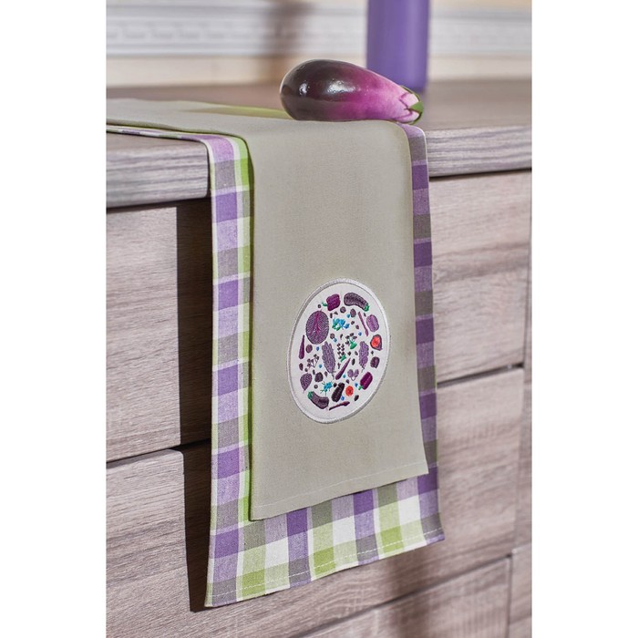 Набор полотенец, размер 40х60 см-2 шт., фиолетовый, лён