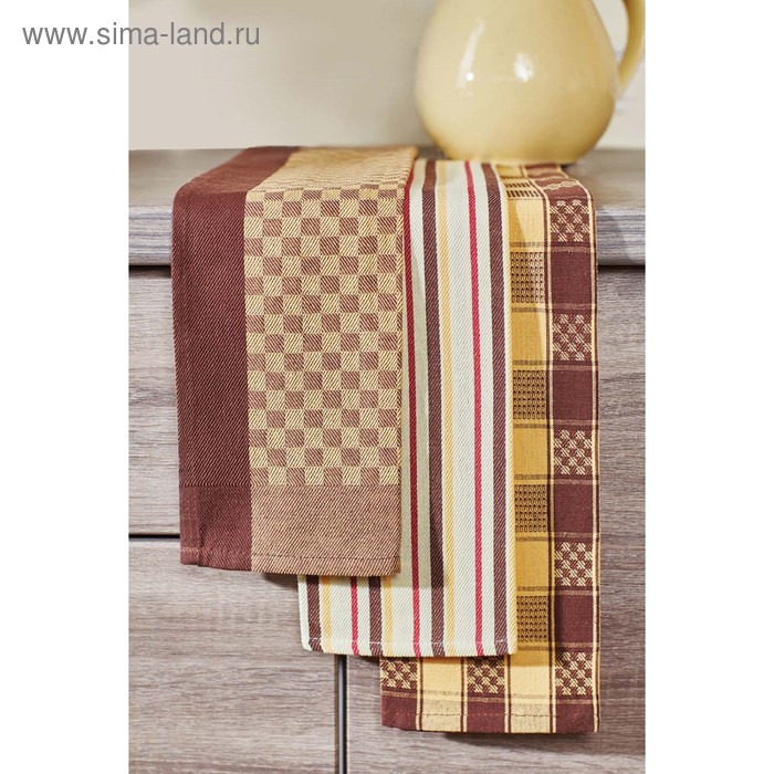 Набор полотенец, размер 40 × 60 см - 3 шт, коричневый