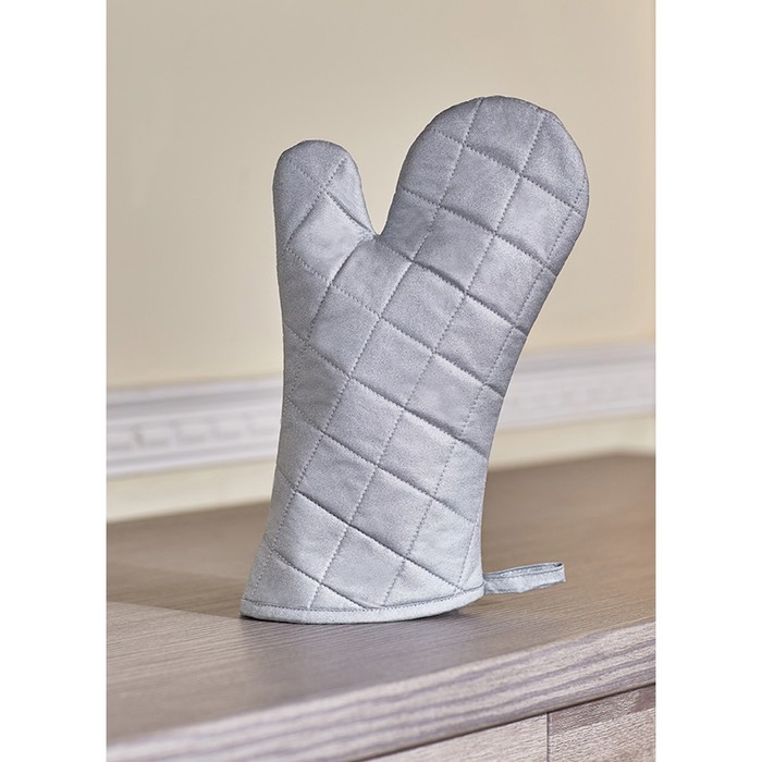 Варежка-прихватка с антипригарным покрытием, размер 18х30 см, серый