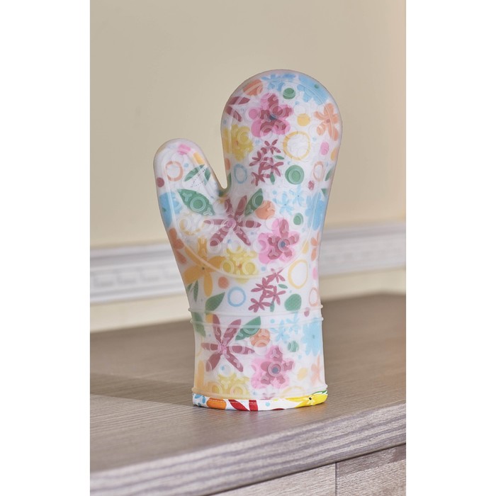 Рукавица с силиконом "Лютики", размер 18х30 см