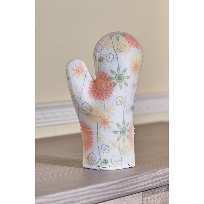 Рукавица с силиконом "Подсолнухи", размер 18х30 см