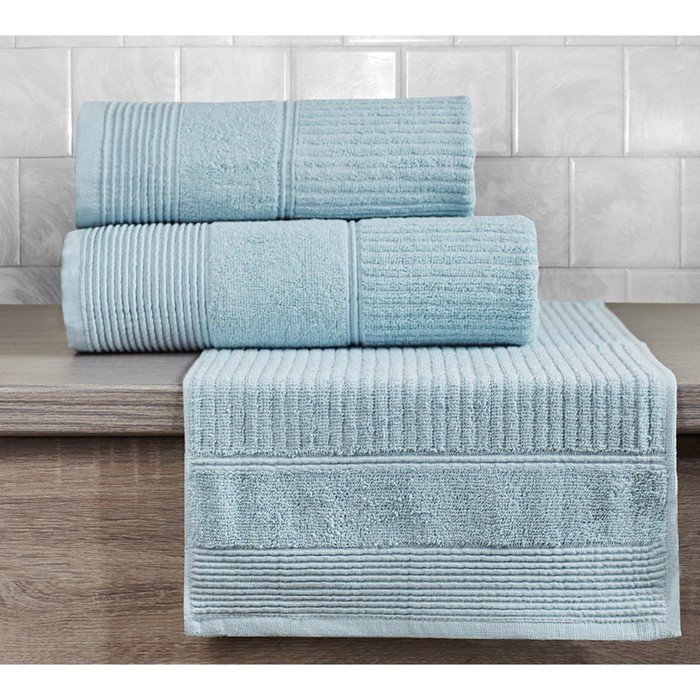 Полотенце махровое "Вита", размер 34х70 см, цвет голубой