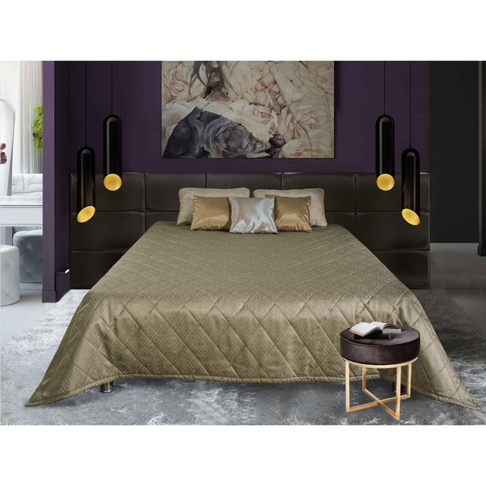 Покрывало Livia "Пассо", размер 240х240 см, цвет тёмно-оливковый