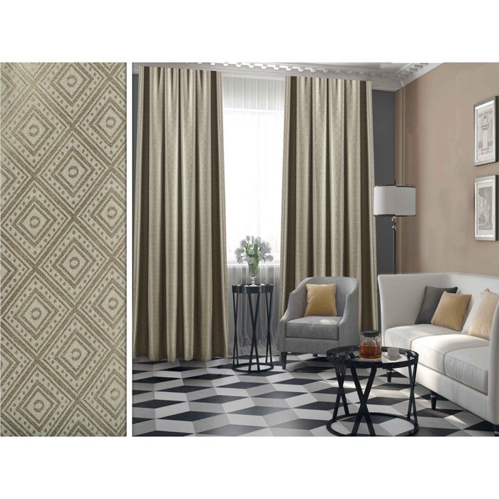 Штора Livia "Пассо", размер 200х270 см-1 шт., цвет тёмно-оливковый