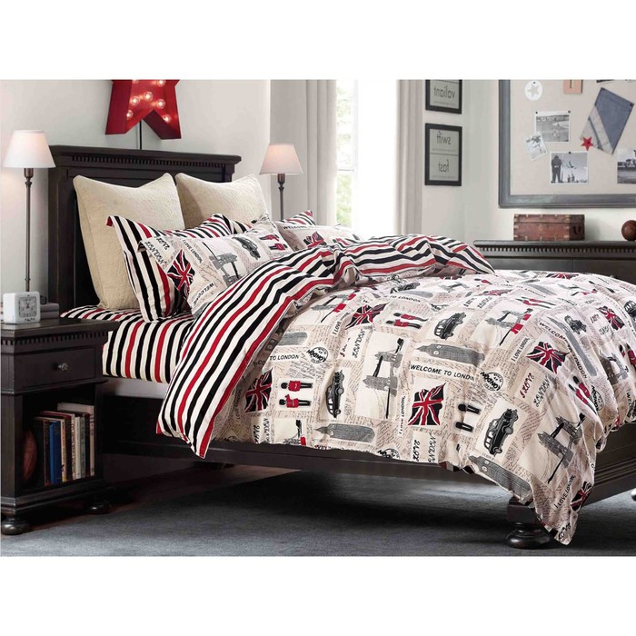 КПБ 1,5 сп London, 150х215 см, 145х210 см, 52х74 см-2 шт., сатин