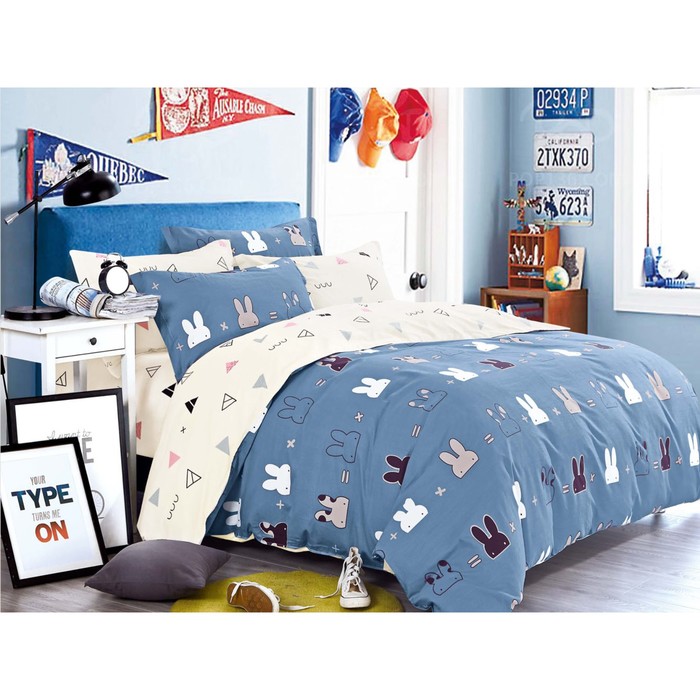 КПБ 1,5 сп Rabbit, 90х200 см на рез., 145х210 см, 52х74 см-2 шт., сатин