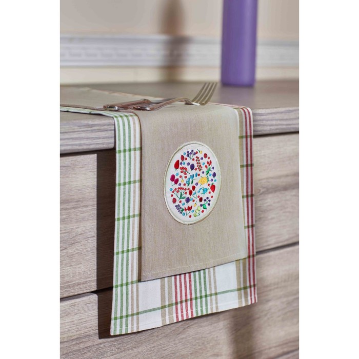 Набор полотенец, размер 40х60 см-2 шт., зелёный, лён