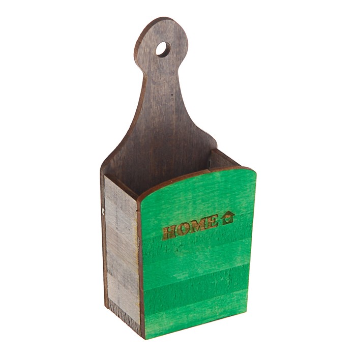 Кашпо интерьерное "HOME", 18 х 8 х 5 см, зеленое