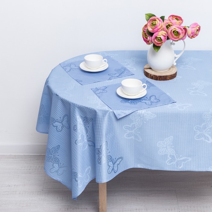 Скатерть "Голубая лагуна" 140х210 см,салфетка 30х30 см(6шт),принт МИКС