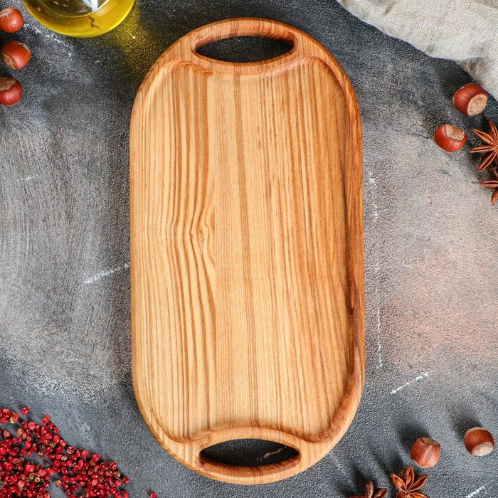 Тарелка-поднос "Овальная", массив ясень, 30 х 15 х 2 см