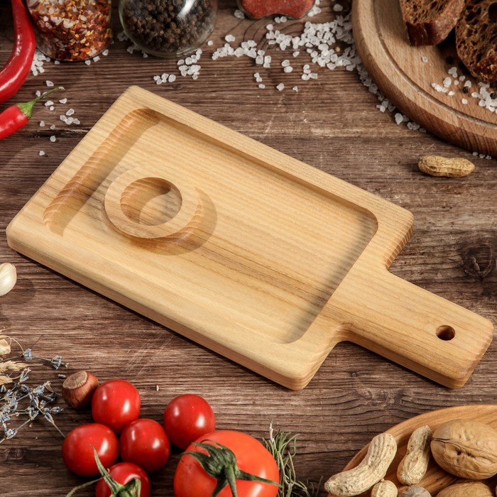 Тарелка-поднос "Сырная сковорода" прямоугольная, массив ясеня, 30 х 15 х 2 см